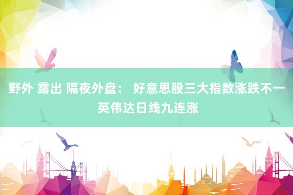野外 露出 隔夜外盘： 好意思股三大指数涨跌不一 英伟达日线九连涨