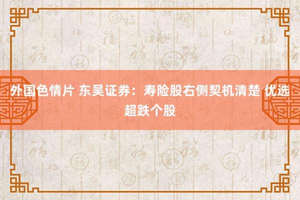 外国色情片 东吴证券：寿险股右侧契机清楚 优选超跌个股