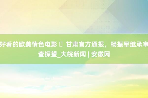 好看的欧美情色电影 ​甘肃官方通报，杨振军继承审查探望_大皖新闻 | 安徽网