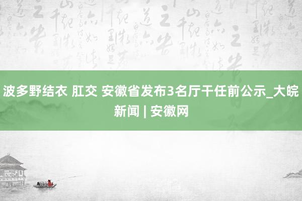 波多野结衣 肛交 安徽省发布3名厅干任前公示_大皖新闻 | 安徽网