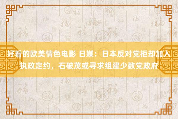 好看的欧美情色电影 日媒：日本反对党拒却加入执政定约，石破茂或寻求组建少数党政府