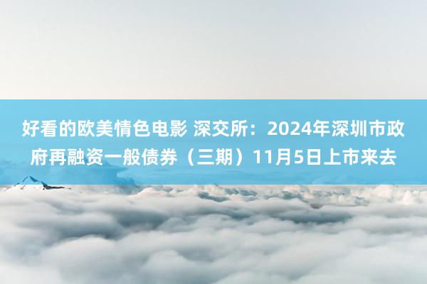 好看的欧美情色电影 深交所：2024年深圳市政府再融资一般债券（三期）11月5日上市来去