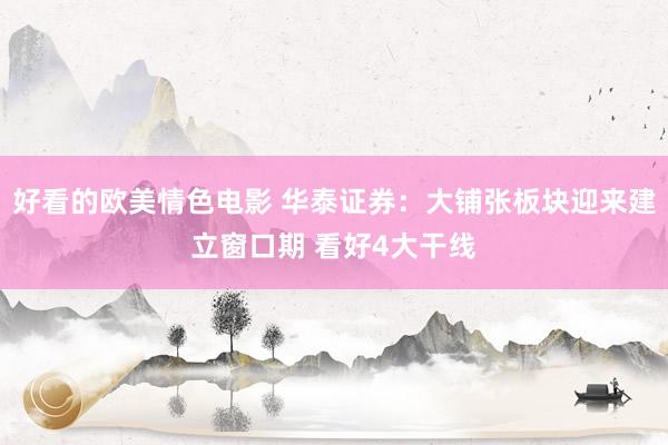 好看的欧美情色电影 华泰证券：大铺张板块迎来建立窗口期 看好4大干线