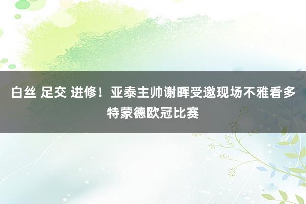 白丝 足交 进修！亚泰主帅谢晖受邀现场不雅看多特蒙德欧冠比赛