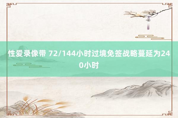 性爱录像带 72/144小时过境免签战略蔓延为240小时