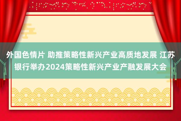 外国色情片 助推策略性新兴产业高质地发展 江苏银行举办2024策略性新兴产业产融发展大会