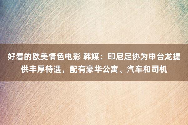 好看的欧美情色电影 韩媒：印尼足协为申台龙提供丰厚待遇，配有豪华公寓、汽车和司机