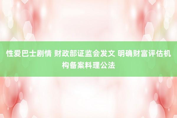 性爱巴士剧情 财政部证监会发文 明确财富评估机构备案料理公法