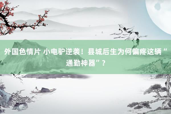 外国色情片 小电驴逆袭！县城后生为何偏疼这辆“通勤神器”？