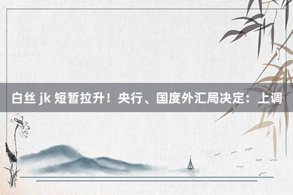 白丝 jk 短暂拉升！央行、国度外汇局决定：上调
