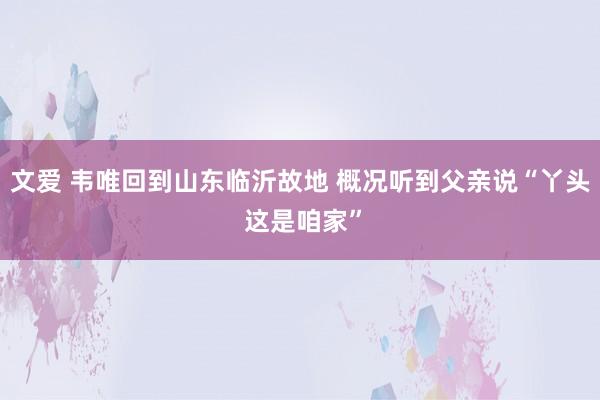 文爱 韦唯回到山东临沂故地 概况听到父亲说“丫头 这是咱家”