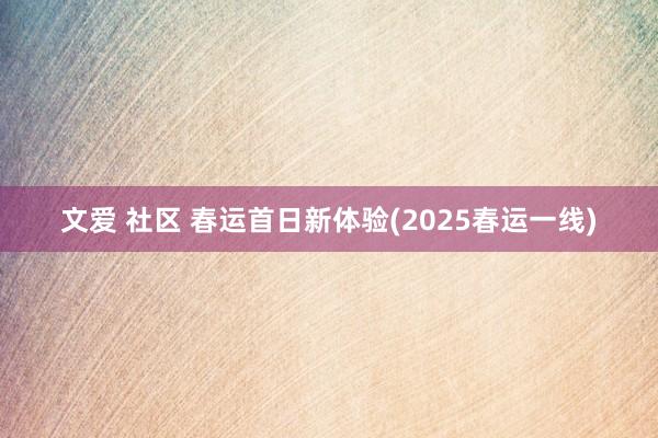 文爱 社区 春运首日新体验(2025春运一线)