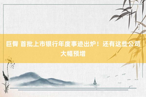 巨臀 首批上市银行年度事迹出炉！还有这些公司大幅预增