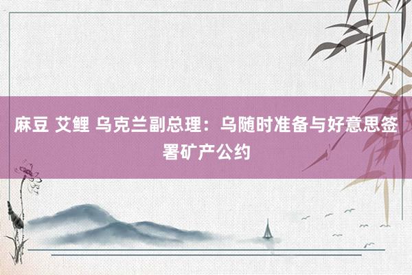 麻豆 艾鲤 乌克兰副总理：乌随时准备与好意思签署矿产公约