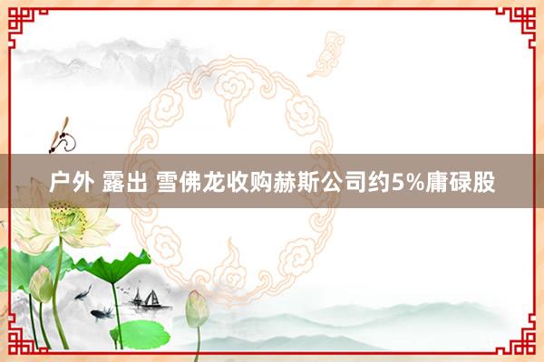 户外 露出 雪佛龙收购赫斯公司约5%庸碌股