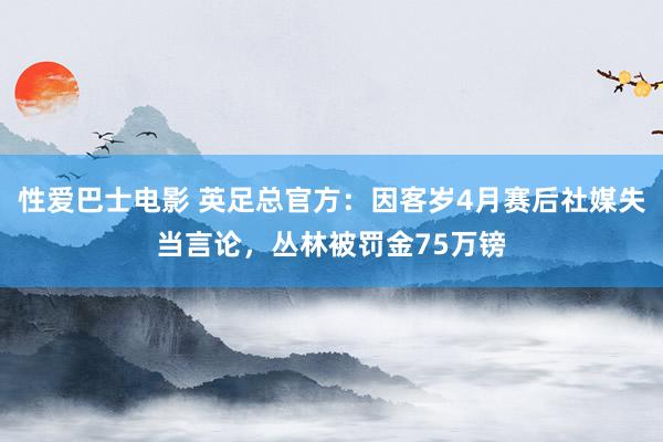 性爱巴士电影 英足总官方：因客岁4月赛后社媒失当言论，丛林被罚金75万镑