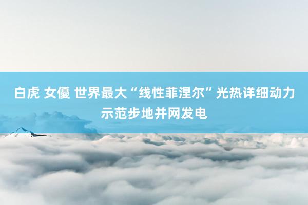 白虎 女優 世界最大“线性菲涅尔”光热详细动力示范步地并网发电