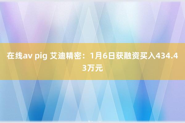 在线av pig 艾迪精密：1月6日获融资买入434.43万元