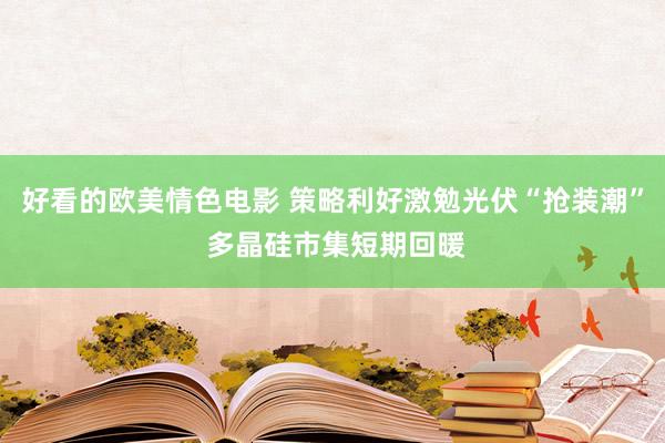 好看的欧美情色电影 策略利好激勉光伏“抢装潮” 多晶硅市集短期回暖