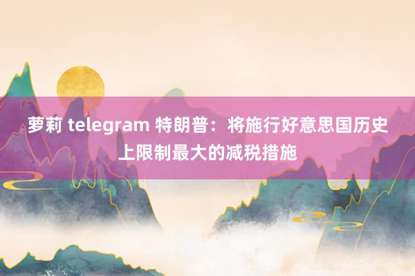 萝莉 telegram 特朗普：将施行好意思国历史上限制最大的减税措施