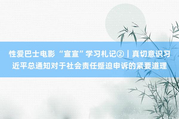 性爱巴士电影 “宣宣”学习札记②｜真切意识习近平总通知对于社会责任蹙迫申诉的紧要道理