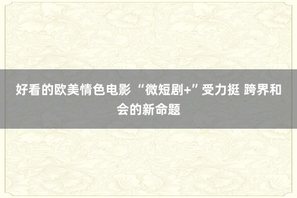 好看的欧美情色电影 “微短剧+”受力挺 跨界和会的新命题