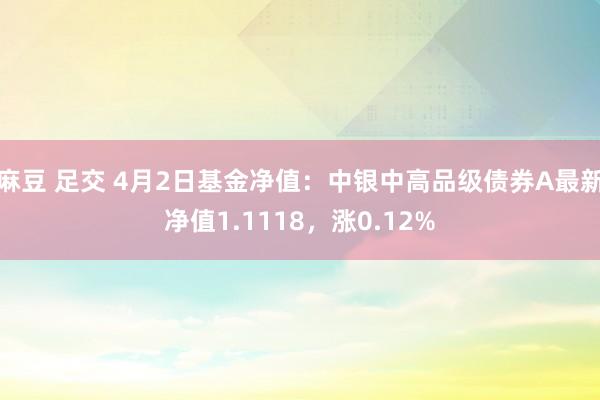 麻豆 足交 4月2日基金净值：中银中高品级债券A最新净值1.1118，涨0.12%