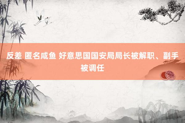 反差 匿名咸鱼 好意思国国安局局长被解职、副手被调任