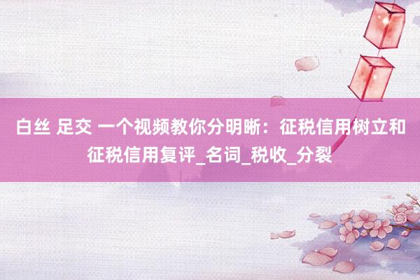 白丝 足交 一个视频教你分明晰：征税信用树立和征税信用复评_名词_税收_分裂