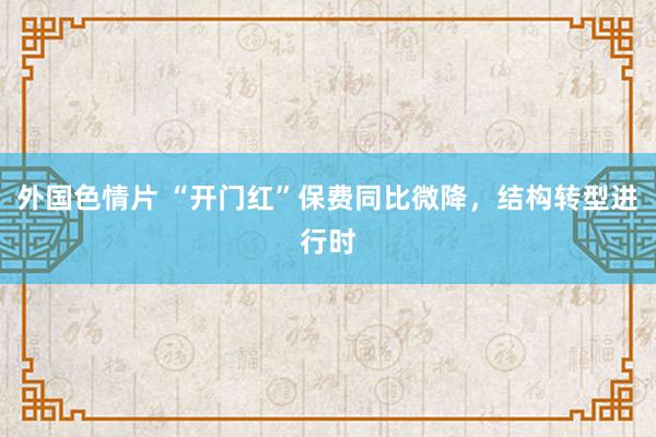 外国色情片 “开门红”保费同比微降，结构转型进行时